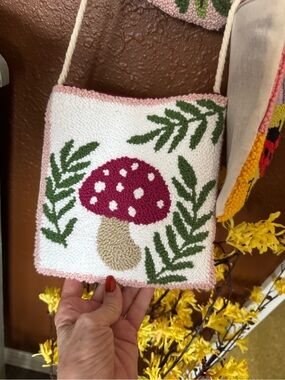 Kids Mushroom Crossbody Bag - Pink, White & Green